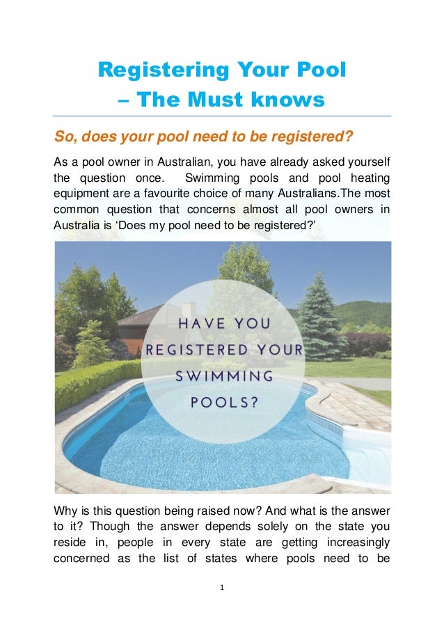 Does my pool need to be registered