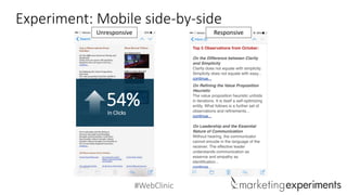 #WebClinic
Experiment: Mobile side-by-side
Responsive
54%In Clicks
Unresponsive
 