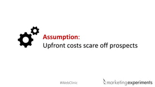 #WebClinic
Assumption:
Upfront costs scare off prospects
 