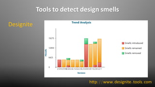 Tools to detect design smells
Designite
http://www.designite-tools.com
 