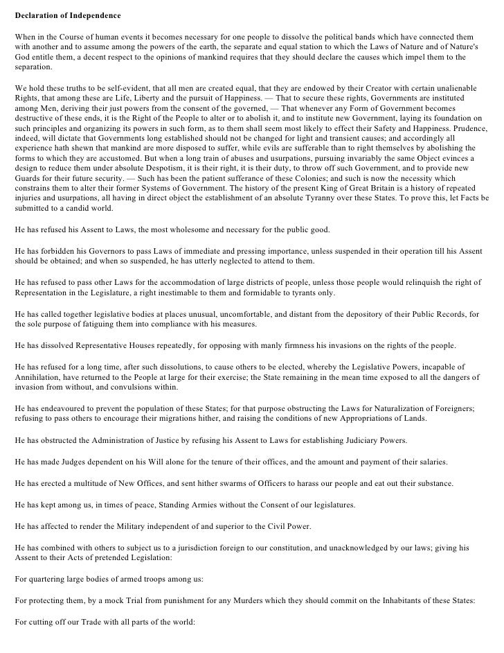 Declaration of Independence and the Declaration of the Rights of Man