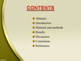 Abstract
Introduction
Material and methods
Results
Discussion
Conclusion
References
 