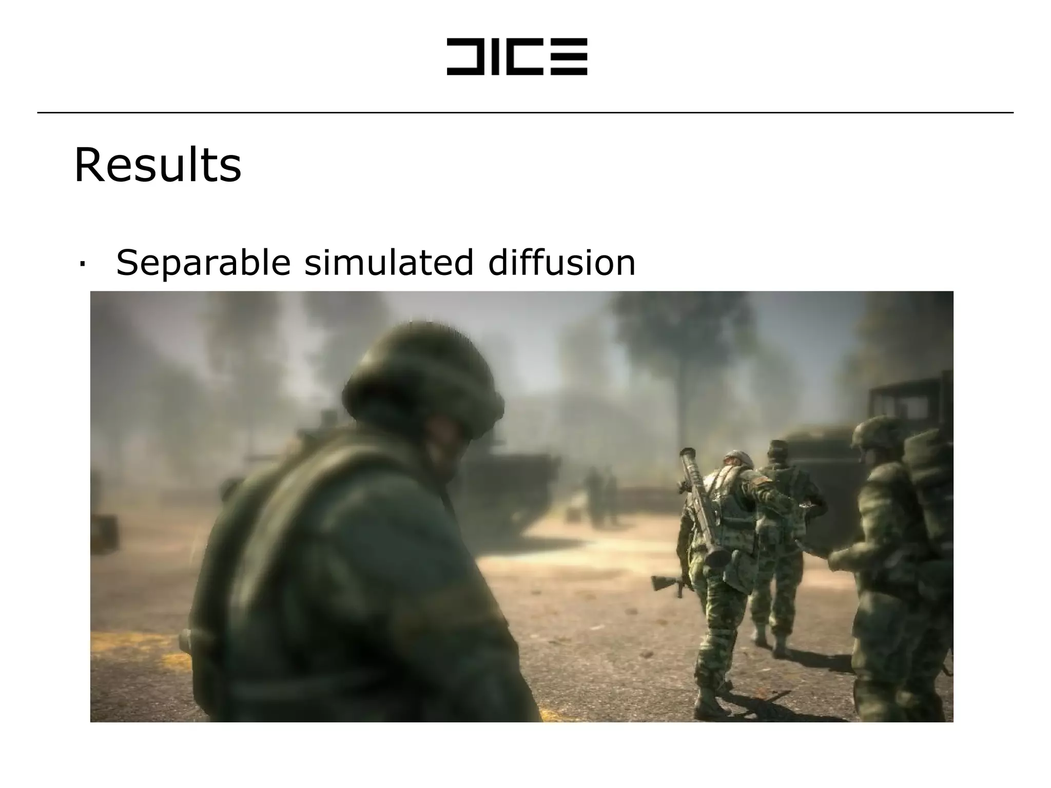 Results Poisson disc Multi-passed diffusion Separable simulated diffusion 