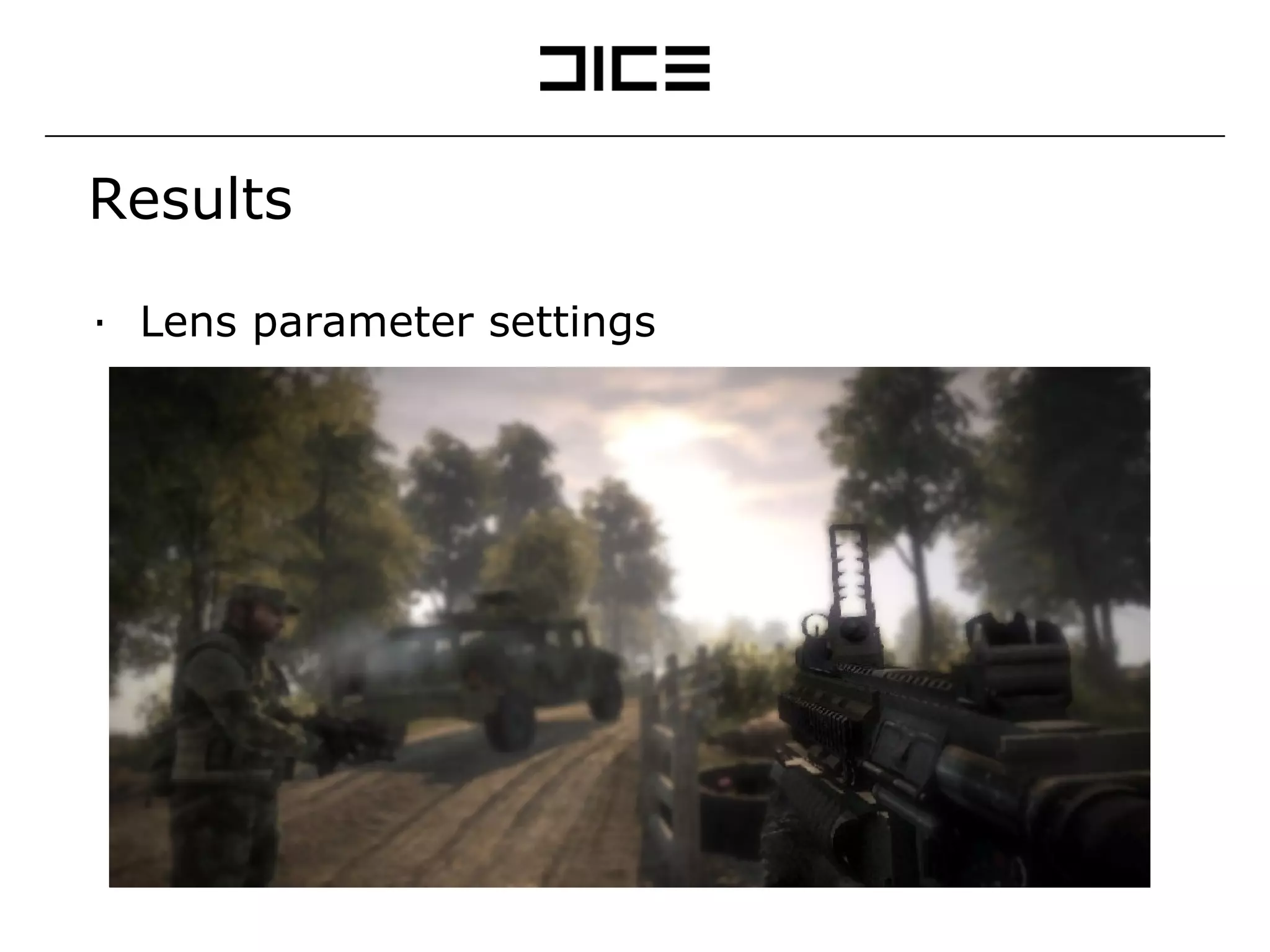 Results Lens parameter settings 