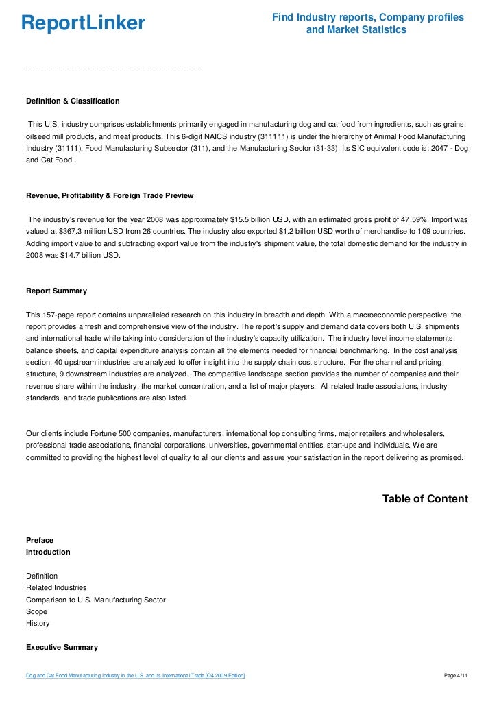 Dog And Cat Food Manufacturing Industry Report Dog And Cat Food Manufacturing Industry Report