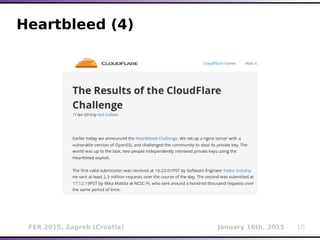 FER 2015, Zagreb (Croatia) January 16th, 2015 10
Heartbleed (4)
 