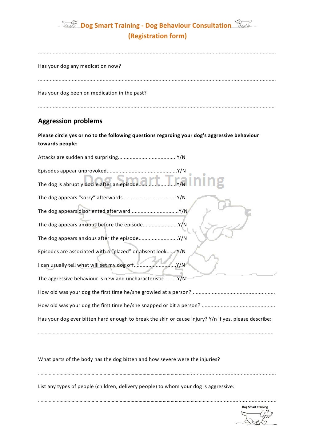 Dog behaviour consultation form 1