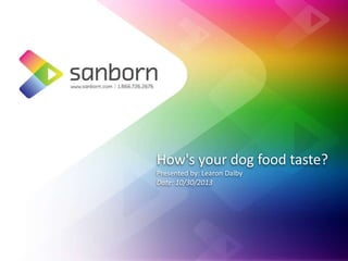 How's your dog food taste?
Presented by: Learon Dalby
Date: 10/30/2013

@learondalby

 