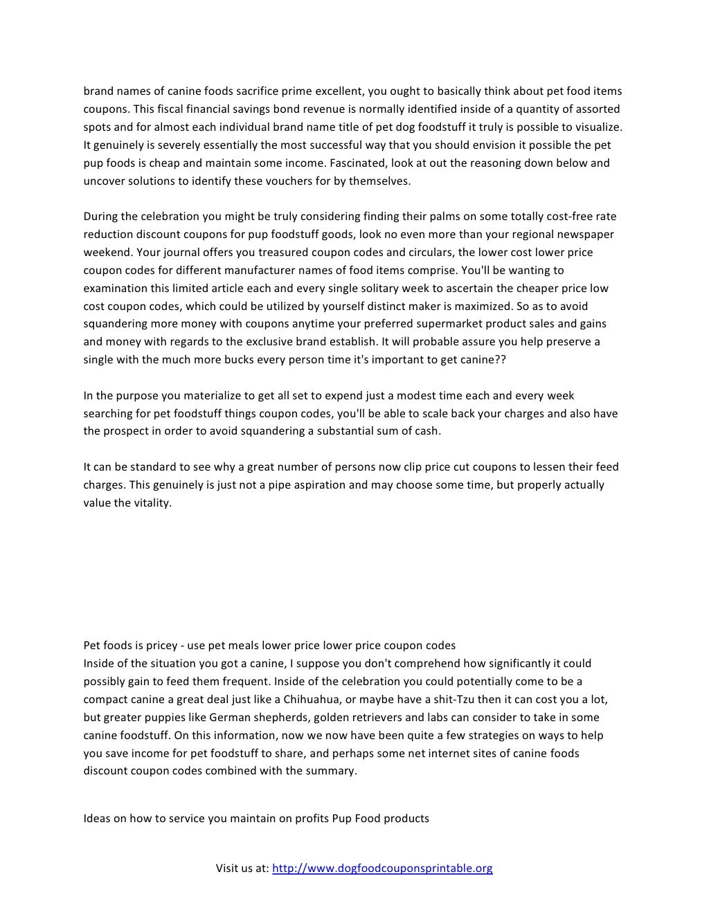 Pedigree Dog Food Coupons Printable