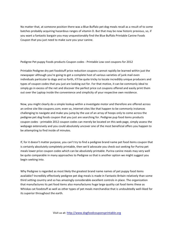 Pedigree Dog Food Coupons Printable