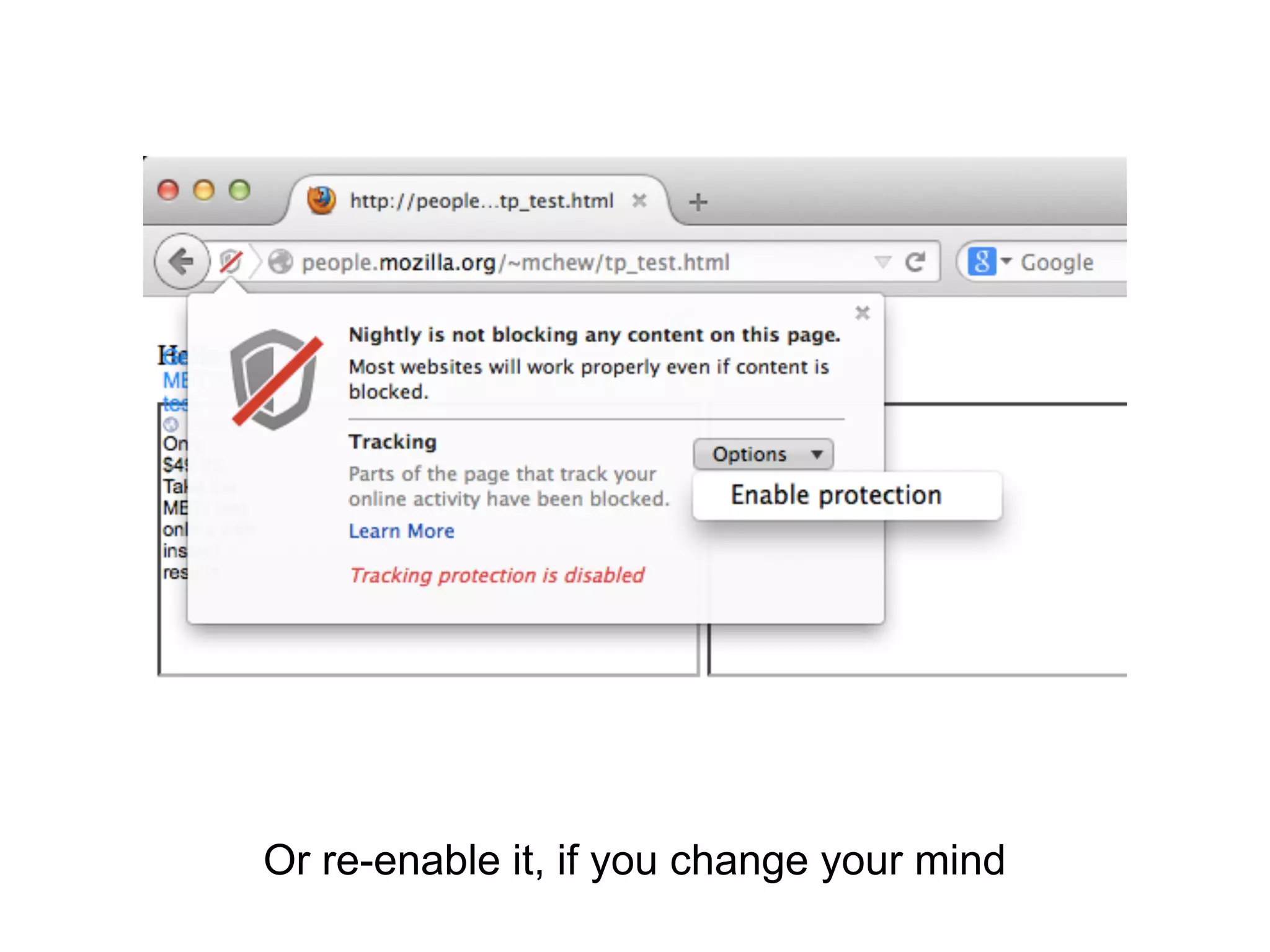Or re-enable it, if you change your mind 
 