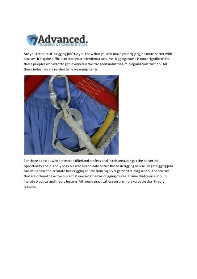 Be Expert Rigger with Basic Rigging Course