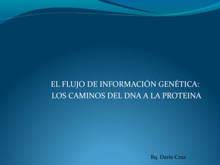 EL FLUJO DE INFORMACIÓN GENÉTICA:
LOS CAMINOS DEL DNA A LA PROTEINA
Bq. Darío Cruz
 