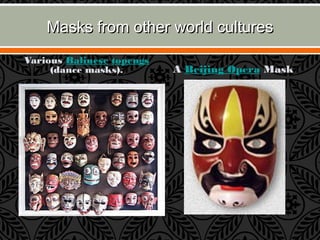 Masks from other world culturesMasks from other world cultures
Various Balinese topengs
(dance masks). A Beijing Opera Mask
 