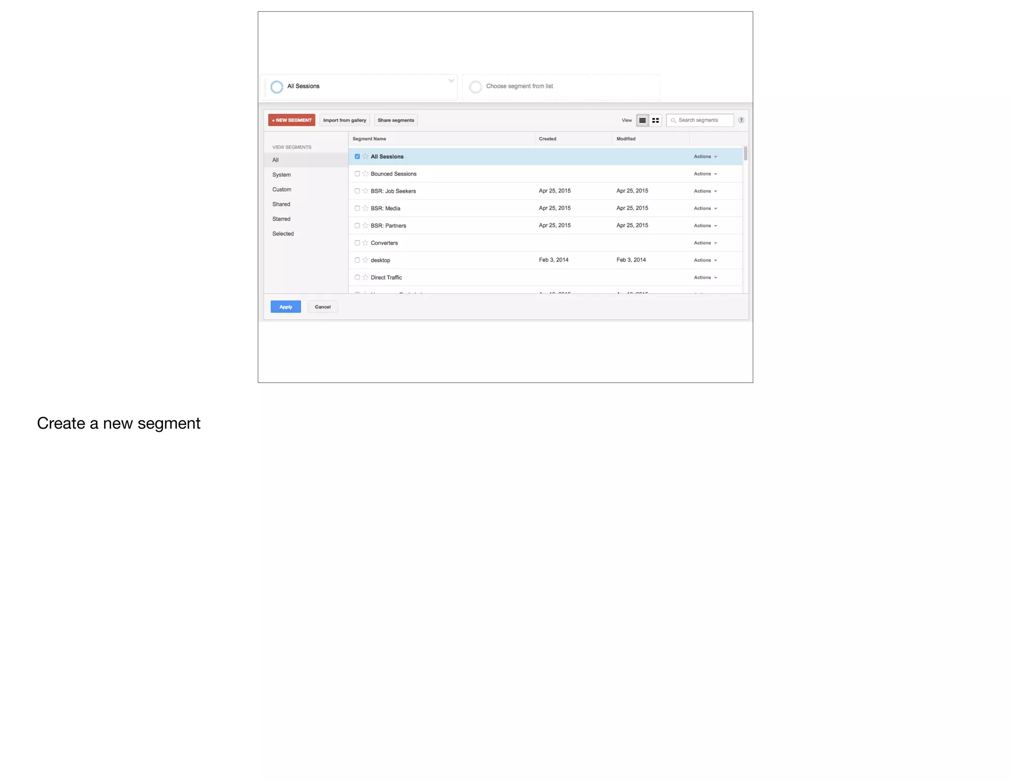 Create a new segment
 
