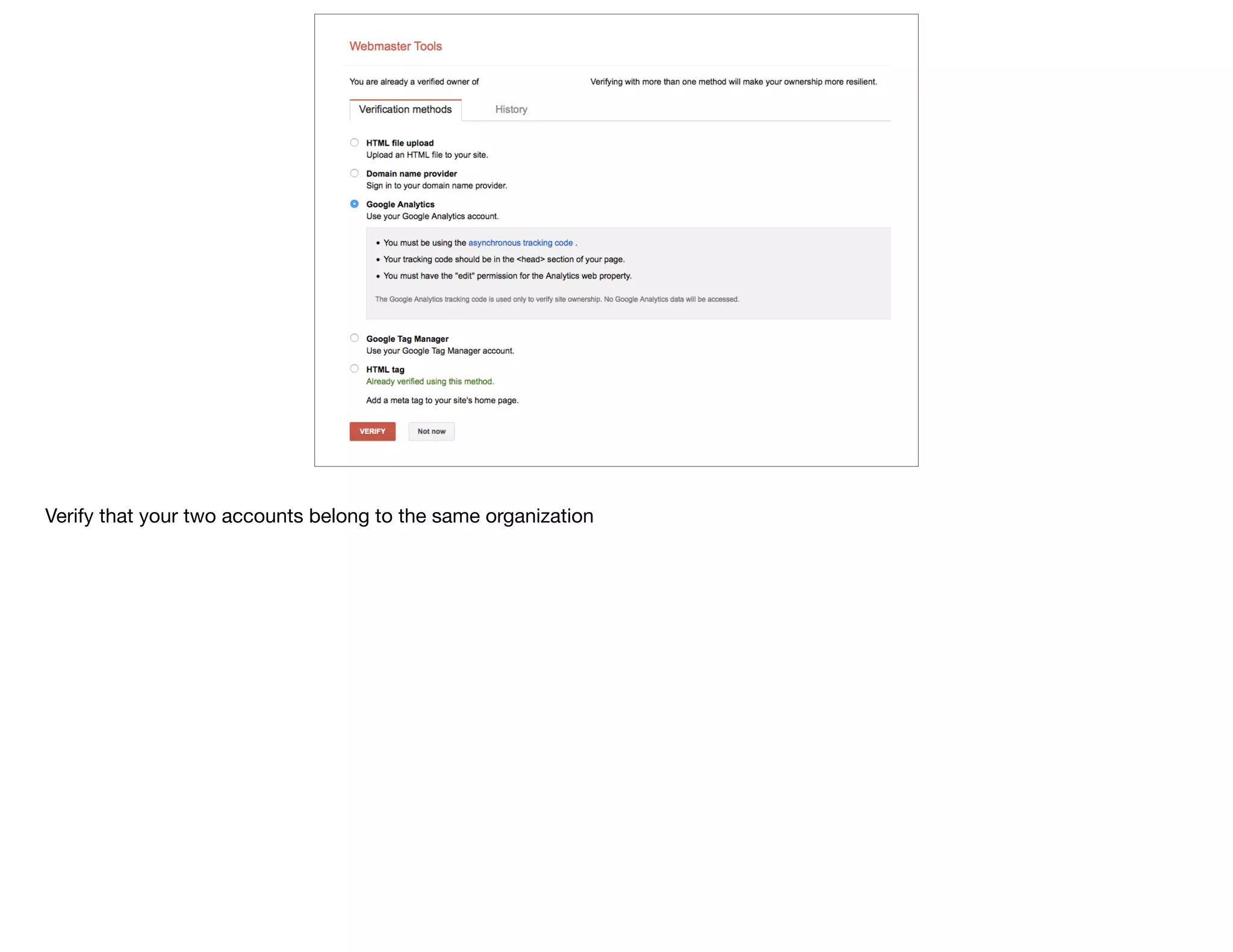Verify that your two accounts belong to the same organization
 
