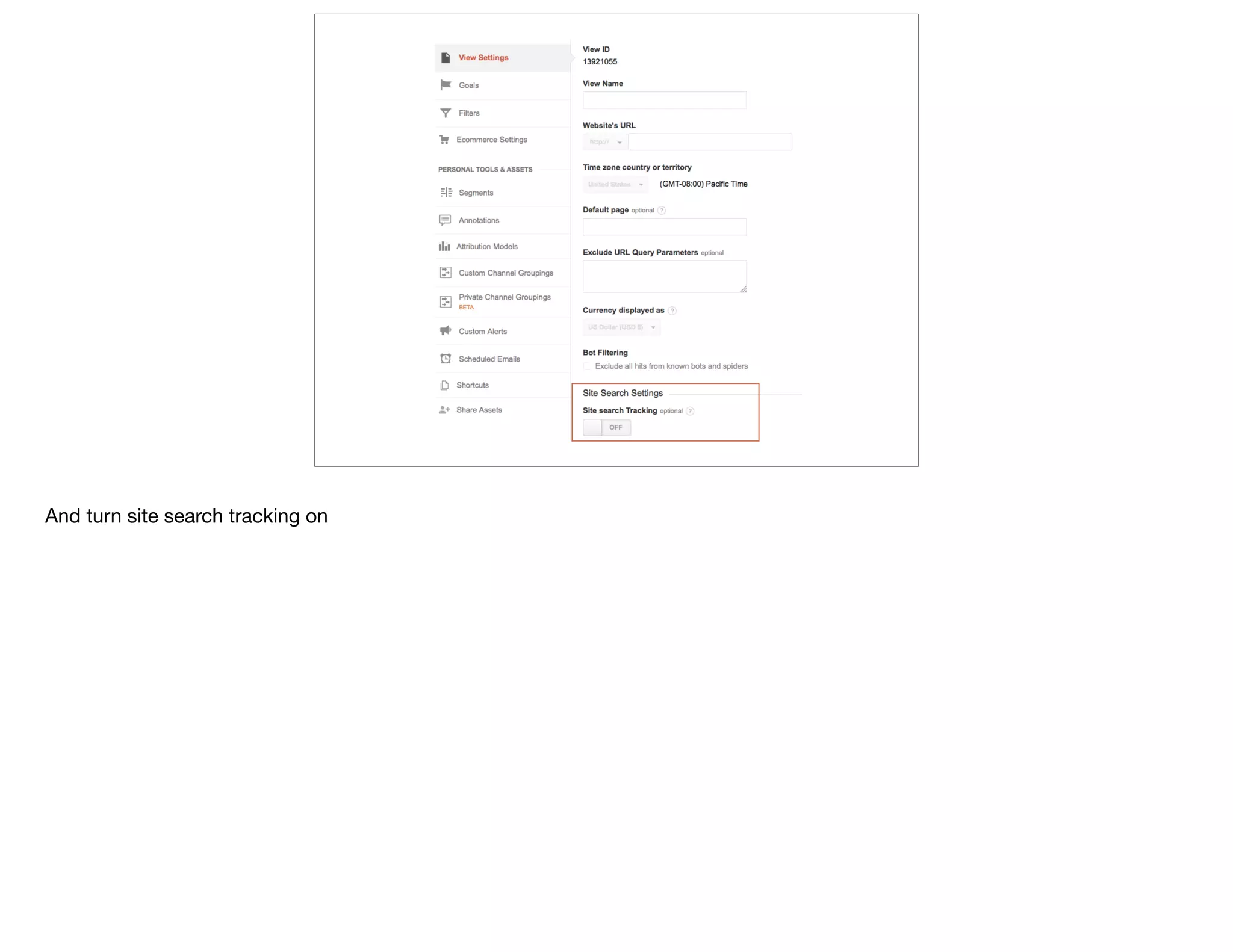 And turn site search tracking on
 