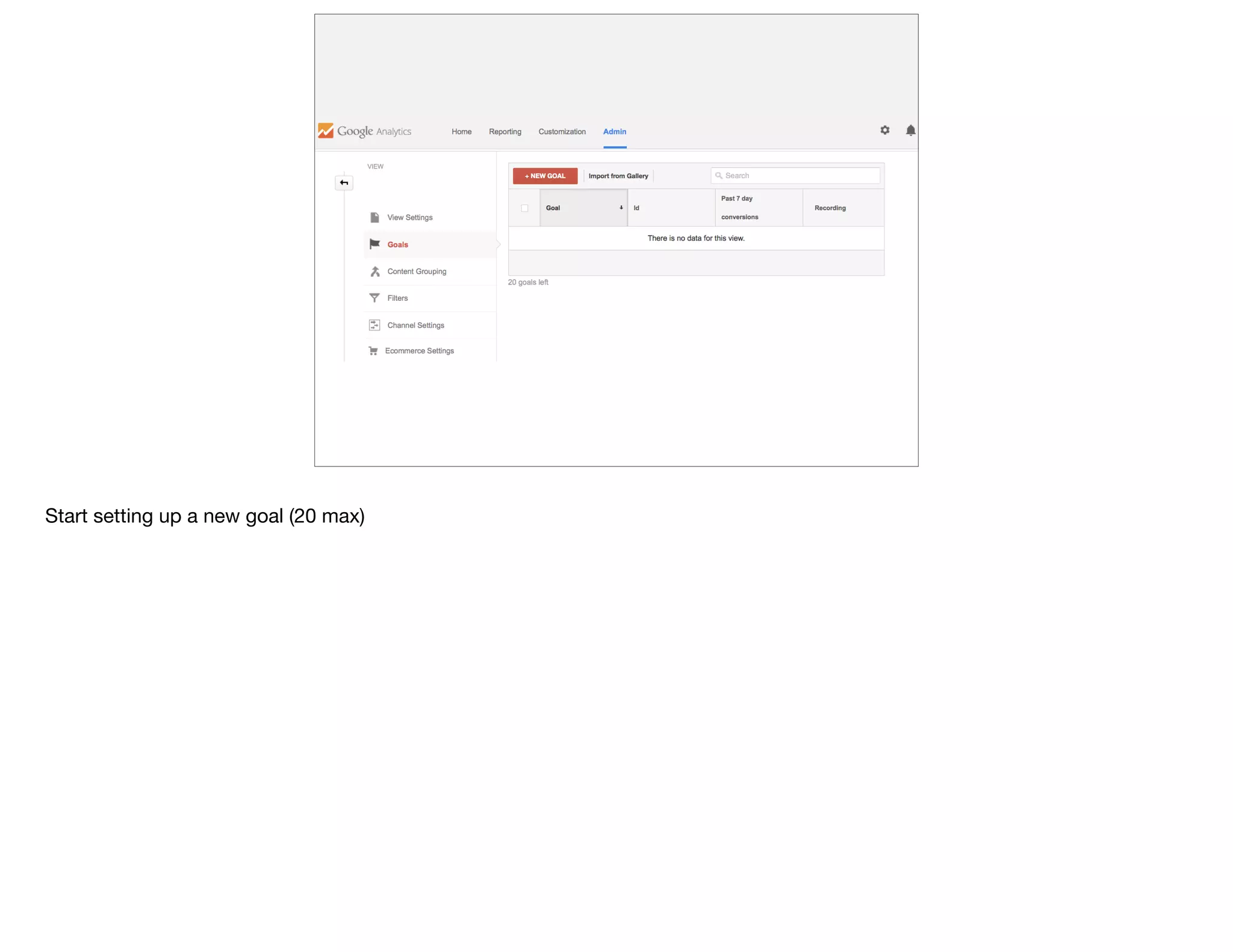 Start setting up a new goal (20 max)
 