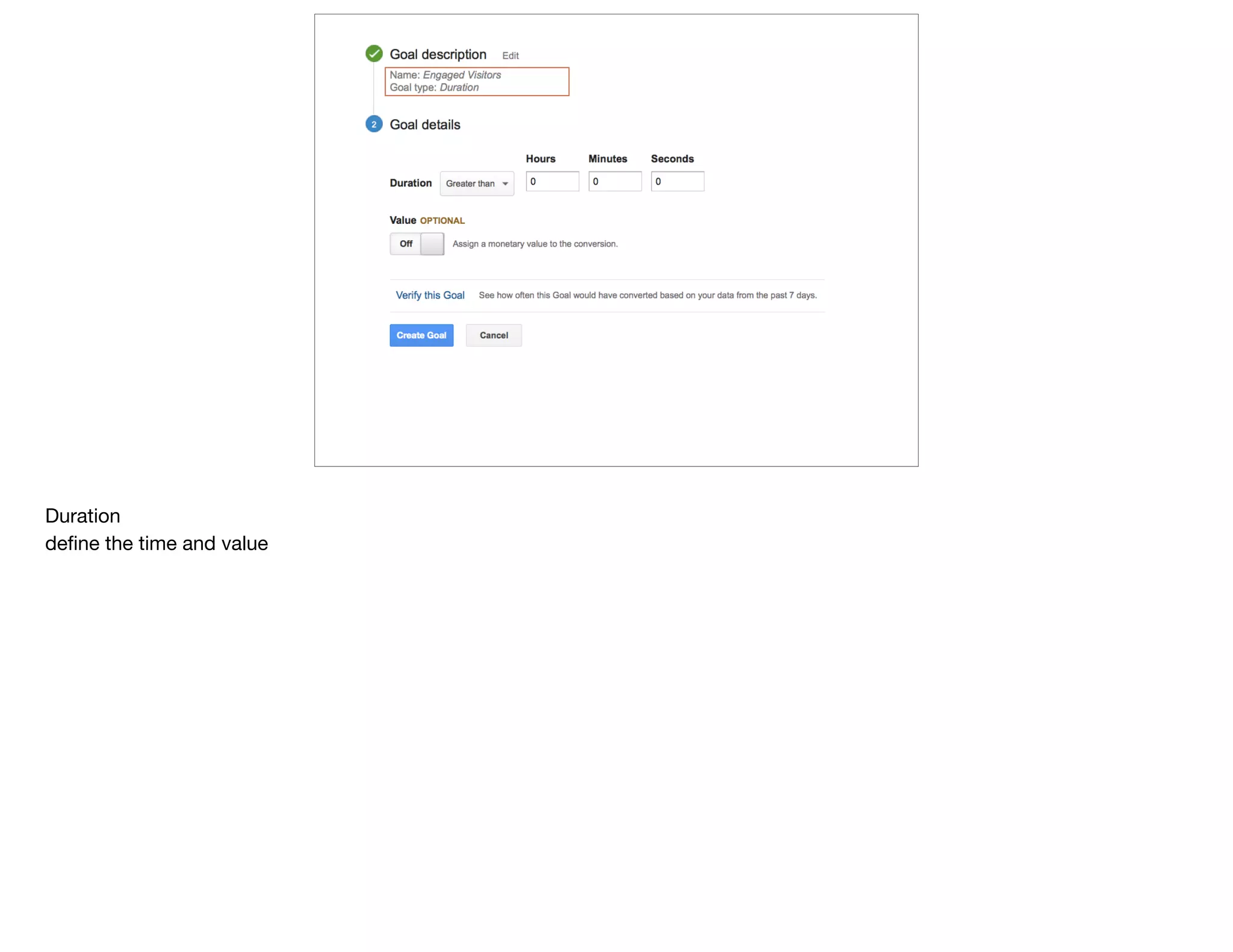 Duration

deﬁne the time and value
 
