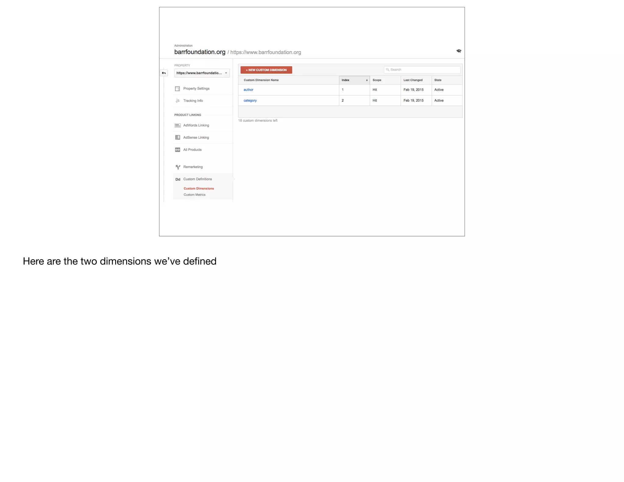 Here are the two dimensions we’ve deﬁned
 
