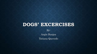 DOGS’ EXCERCISES
By:
Angie Burgos
Tatiana Quevedo
 