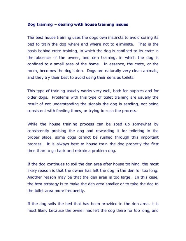 Dog training dealing with house training issues