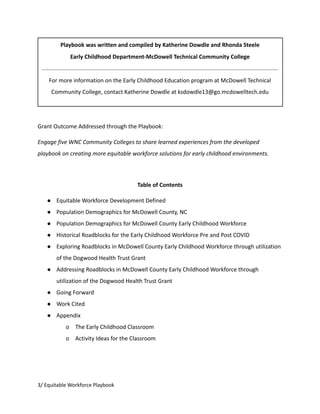 Equitable Workforce Development McDowell Technical Community College Early Childhood Program Equitable ...