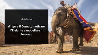 …dobbiamo
dirigere il Cornac, motivare
l’Elefante e modellare il
Percorso
 
