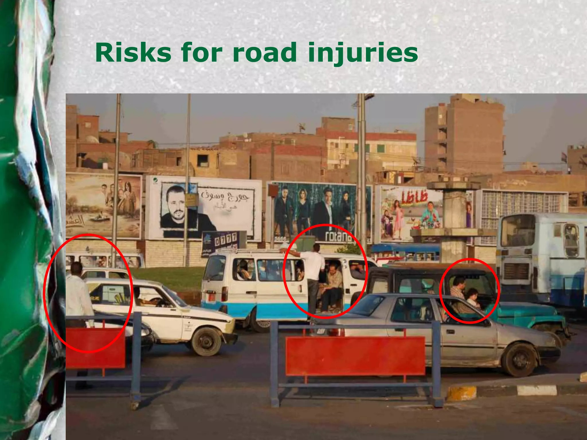 Risks for road injuries
 