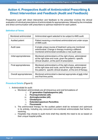 Manual of Procedures for Implementing Antimicrobial Stewardship Programs in Hospitals 2016
Page 35
2.	 Audit is to be cond...