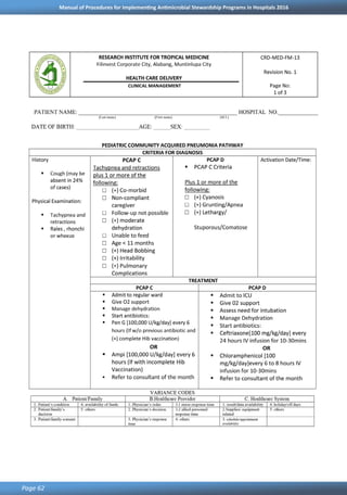 DOH Antimicrobial Stewardship Program in Hospitals Manual of Procedures (MOP) 2016