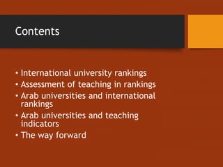 International Rankings and the Assessment of Teaching: A Regional ...