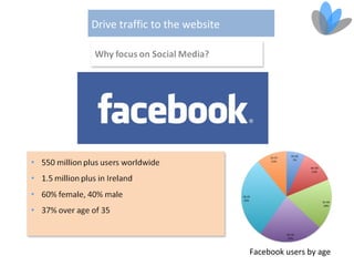 Drive traffic to the website




                               Facebook users by age
 