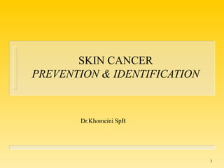 1
SKIN CANCER
PREVENTION & IDENTIFICATION
Dr.Khomeini SpB
 