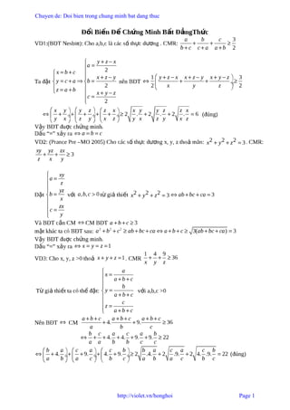 Chuyen de: Doi bien trong chung minh bat dang thuc




                                 http://violet.vn/honghoi   Page 1
 
