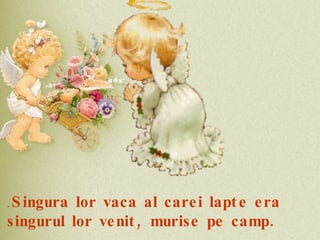 .  Singura lor vaca al carei lapte era singurul lor venit, murise pe camp. 