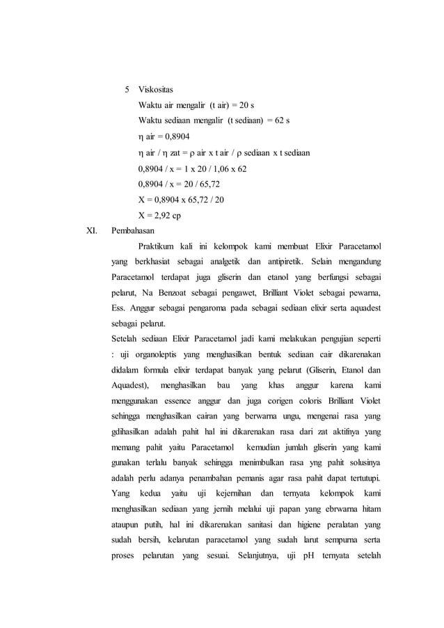 Laporan resmi elixir paracetamol