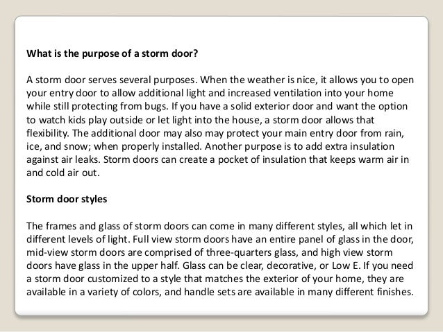 Do I Need A Storm Door