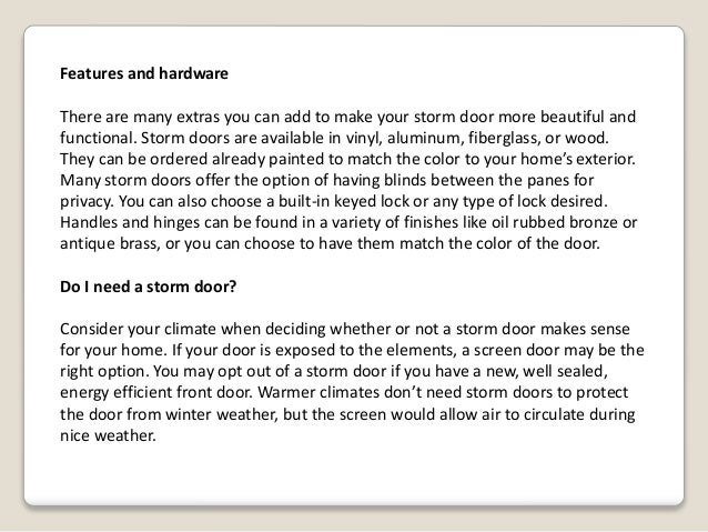 Do I Need A Storm Door