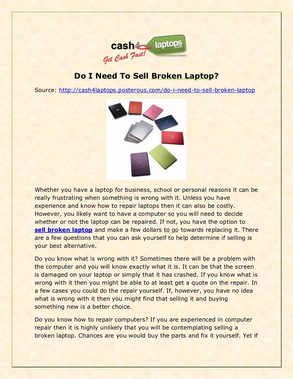 Do I Need To Sell Broken Laptop