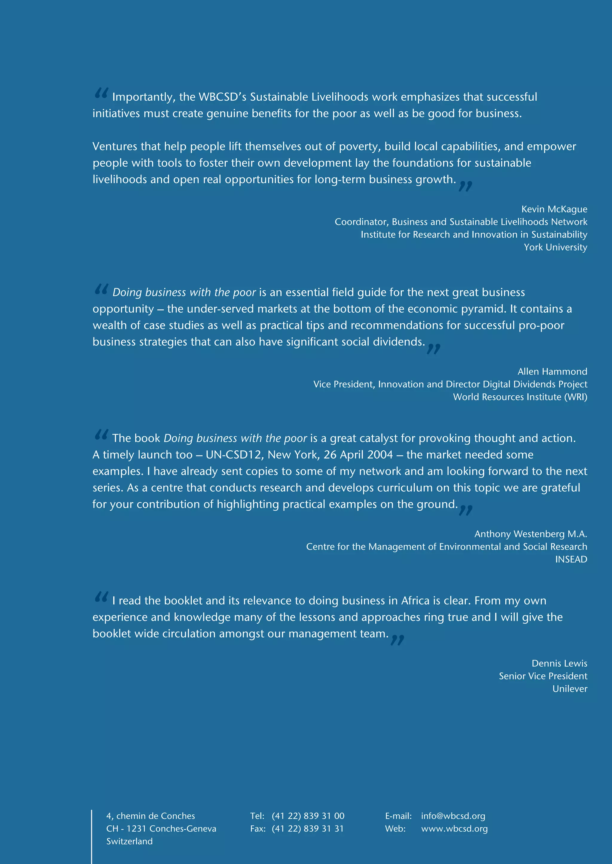 Doing Business With The Poor