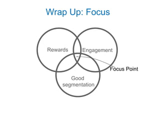 Focus Point
Rewards Engagement
Good
segmentation
Wrap Up: Focus
 
