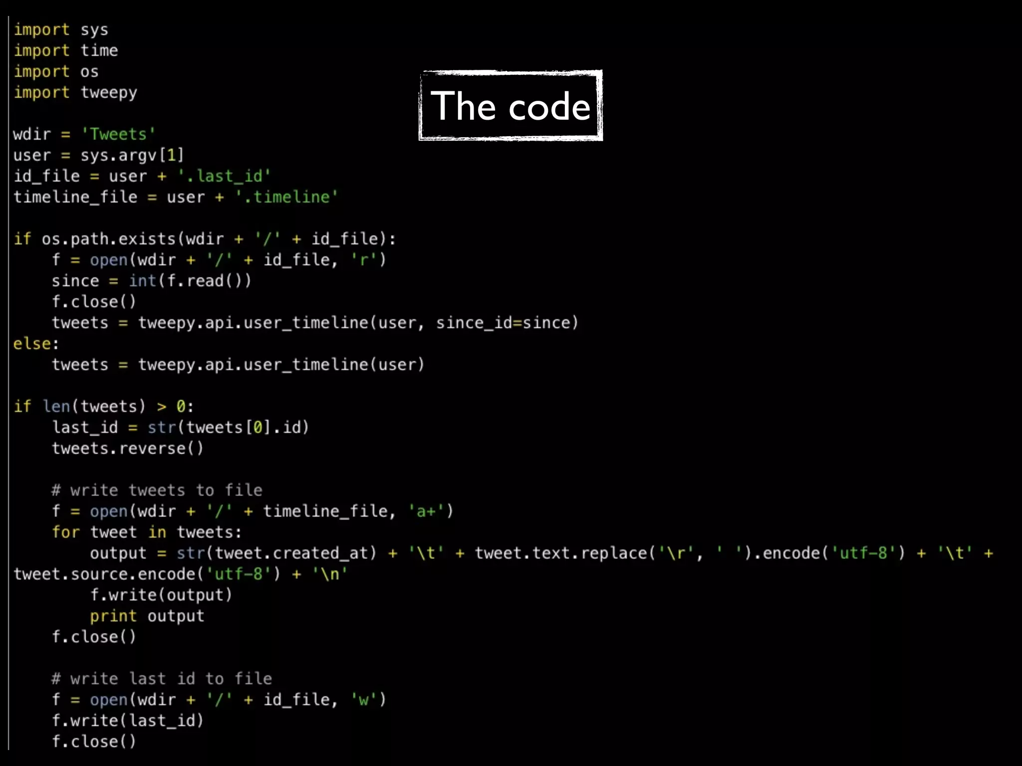 The code
 