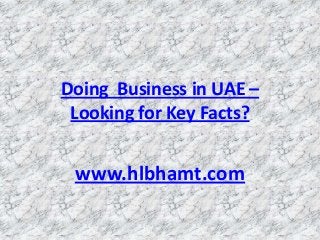 Doing Business in UAE –
Looking for Key Facts?

www.hlbhamt.com

 