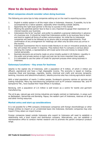 Doing business in indonesia | PDF