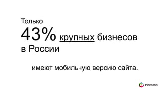 Только
43%крупных бизнесов
в России
имеют мобильную версию сайта.
 