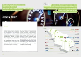 “Our operations here will provide Fiat Group with the means t o widen its 
W H E R E 
T O I N V E S T ? 
customer base and to support its expansion and v olume aspirations from a strategic region, 
while, at the same time, contributing t o Serbia’s industrial and t echnological development. 
For over half a century, FIAT and Zastava have played 
an important role in developing the Serbian automotive industry.” 
Mr. Sergio Marchionne, 
President, FIAT Group 
- Wide availability of highly-qualified staff; top technical education 
at both the secondary and tertiary levels. 
- Perfect geographic location for efficiently serving EU, SEE and Middle Eastern customers. 
- Sufficient capacity for even larger volumes of production. 
AUTOMOTIVE INDUSTRY 
Sector Overview 
The Serbian automotive industry has a tradition of more 
than 70 years, dating back to 1939 in the city of Kragujevac, 
where the Serbian producer of motor vehicles, Zastava, 
produced automobiles under the license of FIAT. Zastava’s 
suppliers manufactured under strict FIAT quality standards 
and acquired high-quality production standards that 
enabled them to work with other western car manufacturers 
such as Mercedes, Ford, PSA and Opel. At the same time 
Opel cars were assembled in the town of Kikinda and 
Serbian producers of trucks and buses worked hand in 
hand with major OEMs such as Mercedes, Man and others. 
Today, it is one of the most prominent sectors in Serbia, 
accounting for almost 8% of the entire FDI stock in Serbia 
since 2000. More than 60 international investors have 
invested almost €1.7 billion, creating more than 27,000 
jobs. The Serbian automotive industry supplies almost all 
major European and some Asian car manufacturers. 
www.acserbia.org.rs 
The largest and the most important investment in the 
sector is the FIAT project, not only because of the 
investment amount, but also because it has helped to 
attract a number of other car parts producers. It is also the 
largest one of the most important investment projects in 
the past 20 years and a future engine of growth of the 
Serbian economy. FIAT produced 117,000 vehicles in 2013 
generating over €1.5 billion of turnover, majority of which 
was exported. Hence FIAT took over the first place in the 
race for the biggest exporter from Serbia. 
Manufacturing of vehicle chassis system parts, especially tires 
and suspension parts is most prominent in the industry. Electrical 
system components are another dominant product group with 
car batteries and wiring installations as the most important 
products. Also, production of engine components, mostly casted, 
is very significant, along with forged and machined parts like 
camshafts, brake discs, valves and flywheels. 
Major Players: 
26 27 
 