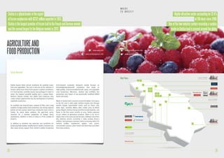 - Serbia is a global leader in the export 
of frozen raspberries with $232 million exported in 2013. 
- Serbia is the largest provider of frozen fruit to the French and German market, 
and the second largest to the Belgium market in 2013. 
- Highly-attractive sector accounting for 12.4% 
of FDI stock since 2001. 
- One of the few industry sectors recording a surplus; 
made-in-Serbia food is present around the globe. 
AGRICULTURE AND 
FOOD PRODUCTION 
W H E R E 
T O I N V E S T ? 
Sector Overview 
Serbia boasts ideal natural conditions for growing crops, 
fruit and vegetables. The soil is still one of the cleanest in 
Europe, while most of the fruit is grown in perfect conditions; 
it is hand-picked, carefully stored, and packaged in order to 
attain the highest possible quality and a unique flavor. 
Serbia’s diverse climate and ample land resources also 
create unique opportunities for the development of primary 
vegetable production. 
An excellent raw material base, network of FTAs, and a long 
tradition of high-quality food production and strong regional 
brands are key reasons world class companies have come to 
Serbia. As noted above analysis, the agro-food sector 
accounts for a massive proportion of foreign direct 
investments, whether in terms of value or of the number of 
projects. 
In addition to excellent raw materials and conditions for 
producing high-quality, healthy food in Serbia, investors can 
also enjoy strong support from Serbia’s widely recognized 
www.spos.info www.serbiaorganica.info 
www.serbiaorganica.info 
fruit-research institutes. Research mainly focuses on 
technologically-advanced production that leads to 
high-quality, environmentally-friendly seeds and vegetable 
crop production. Moreover, Serbian law prohibits the 
production and import of any genetically modified (GMO) 
foods and seeds. 
Made-in-Serbia food is present around the globe, from Japan 
to the US, and is sold under Serbian brands and through 
world’s largest supermarket chains such as Tesco, Lidl, 
Asda, Spar, Carrefour, Metro, Idea, Leader price, X5 Retail 
group, Magnit, Auchan Group and Dixie Group, Kopeika, and 
Rewe. In the first seven months of 2014, Serbia exported 
€1,232 million of agriculture produce, which is for 16.1% 
higher than in the same period last year, making it one of the 
few industry sectors recording a trade surplus (€537.3 
million). International customers keep increasing orders for 
Serbian truffles, raspberries, apples, corn, juices, 
concentrates, purees, jams, frozen and dried fruit and other 
first-class produce. 
www.srpskemlekare.org 
Major Players: 
28 29 
 