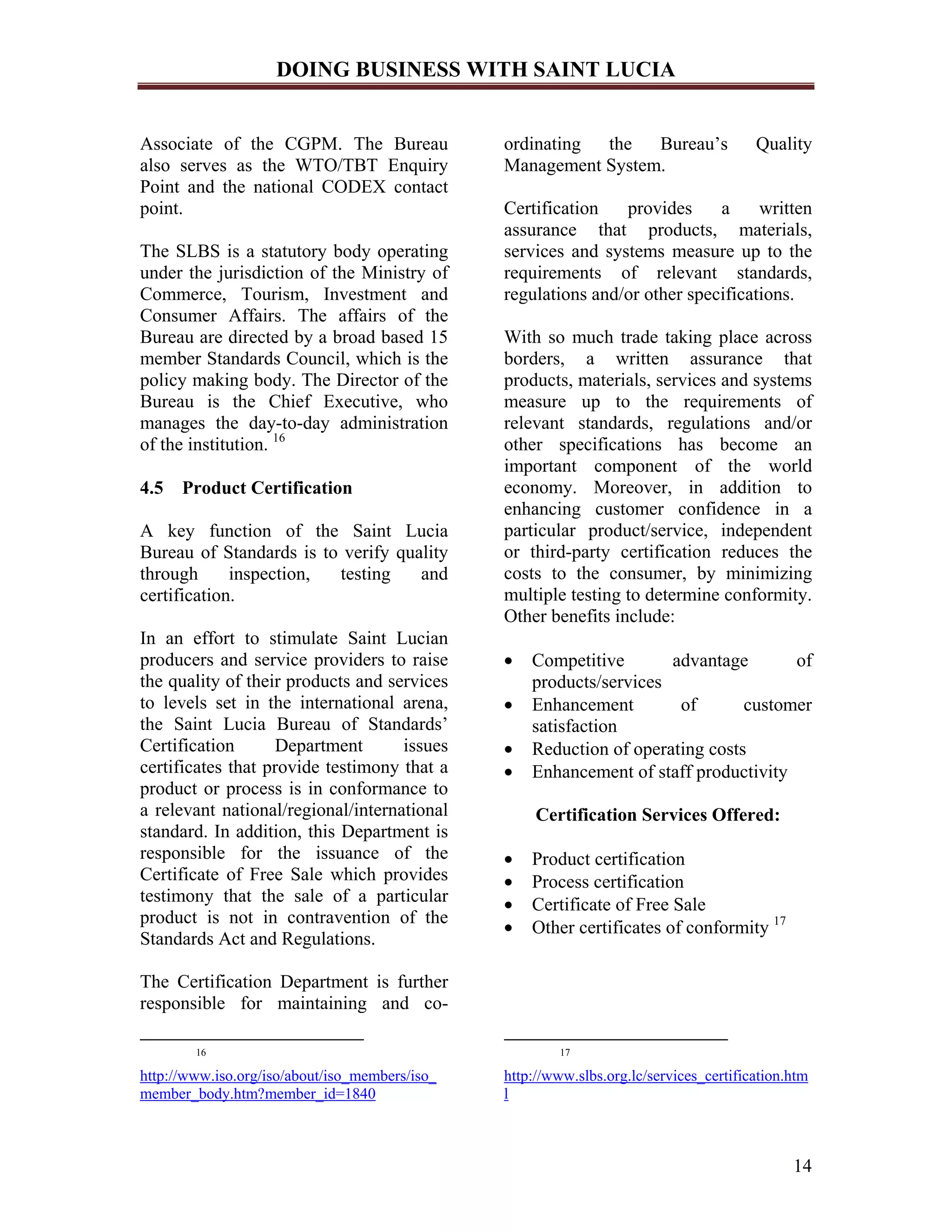 Doing Business with St Lucia | PDF