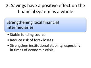 The role of International Financial Institutions to promote microsavings. guadalupe de la mata